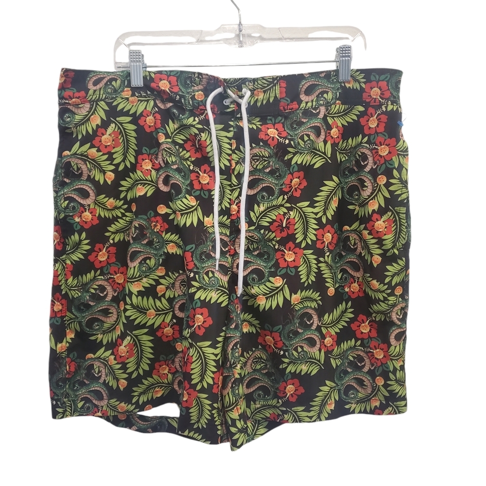 Mens Dragon Ball Super Swimming Trunks Size 2XL Green Black Swim Shorts